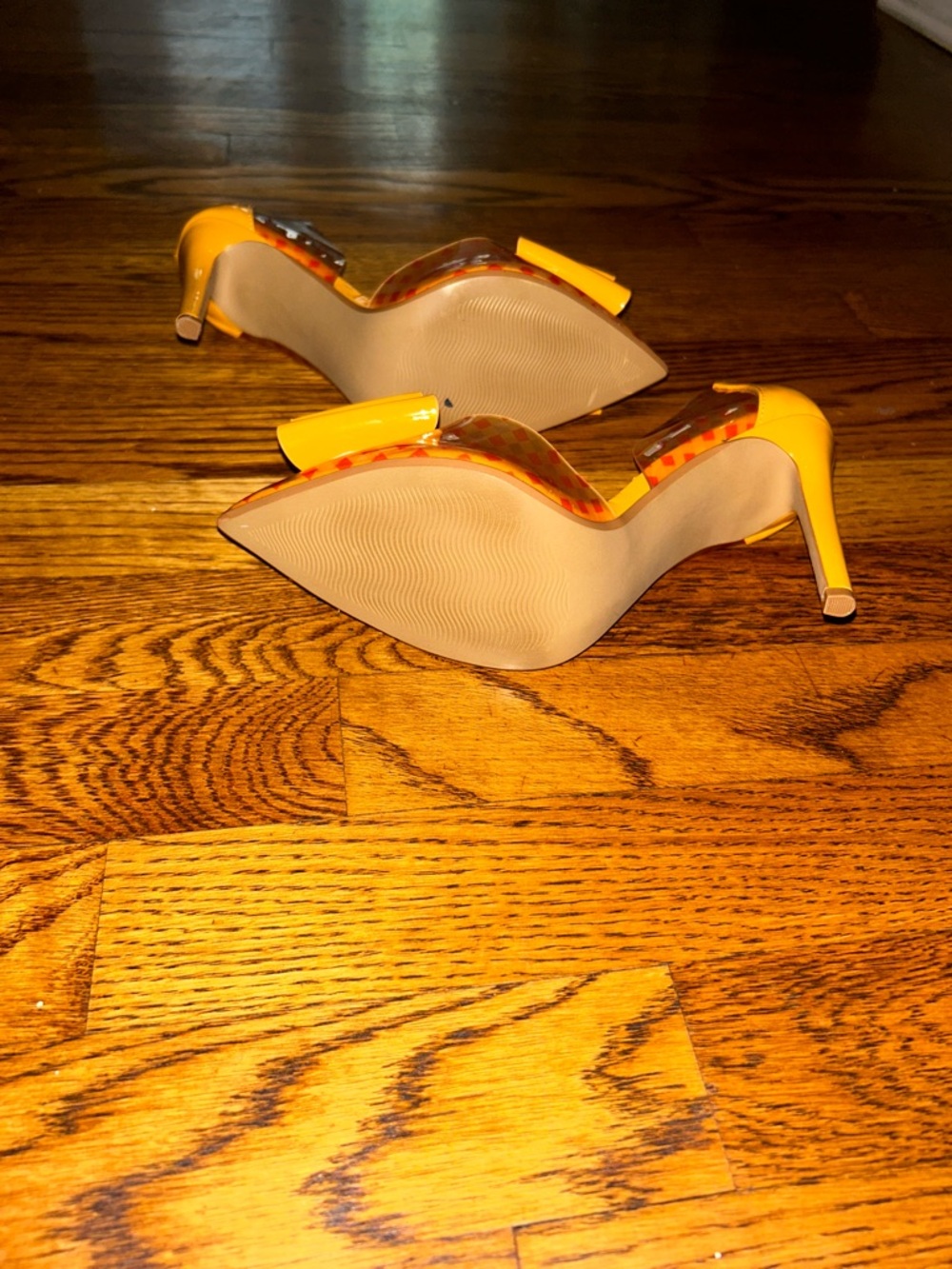 Betsey Johnson Yellow Patent Pointed-Toe Bow Pumps - Picture 8 of 8